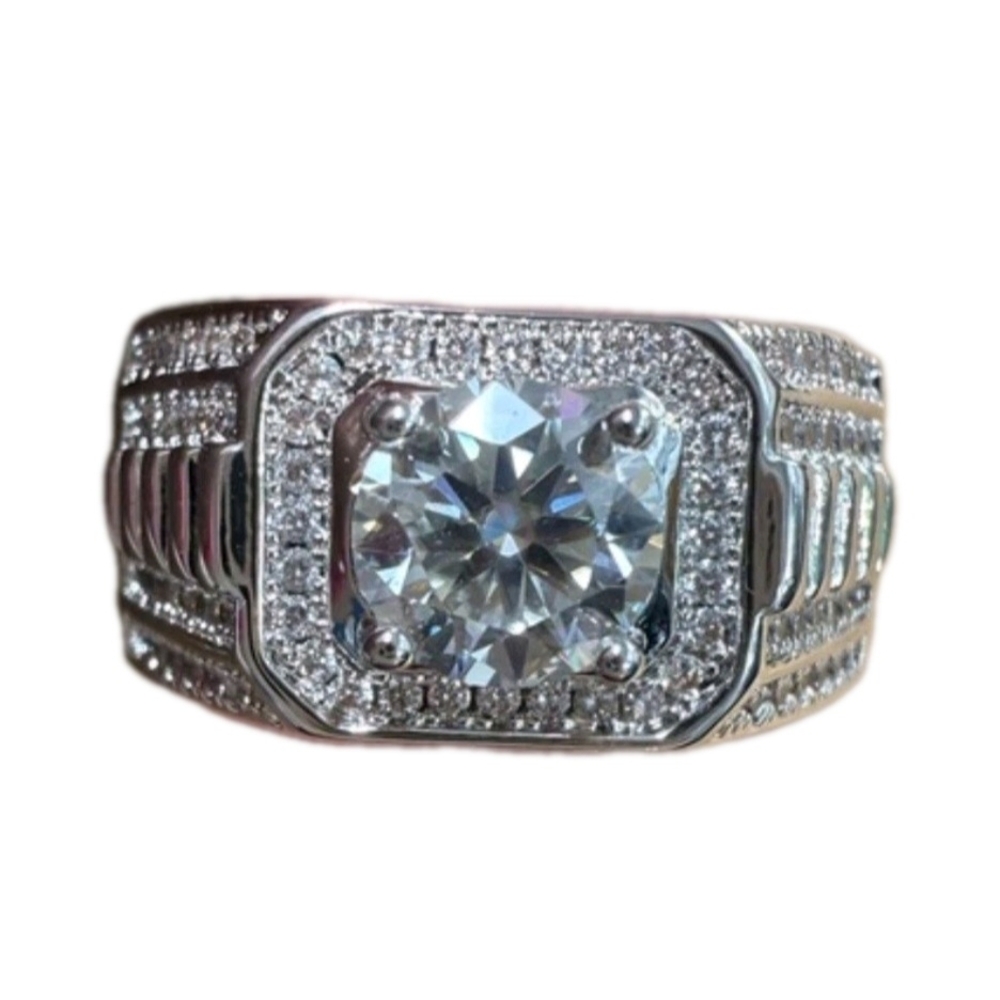 Genuine 1CT TW Moissanite Diamond Ring / Wedding Band for Men's Size 10